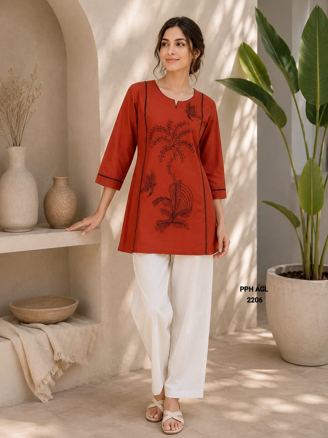 Handcrafted Dabu Print Cotton Kurti Pant Set